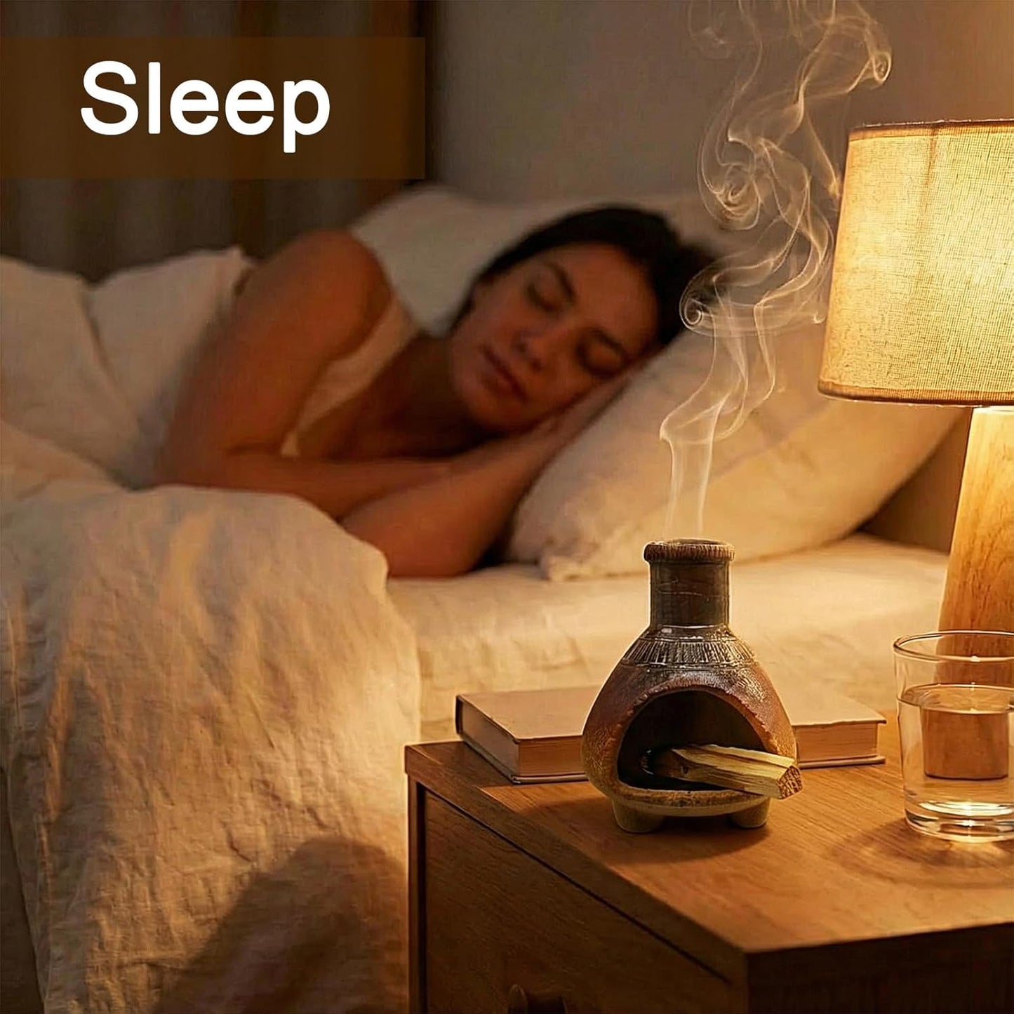 CEREMONY Palo Santo Holder -Mini Ceramic Incense Holder for Palo Santo Sticks - Palo Santo Holder for Gift-White Sage Holder for Meditation Decor (Brown-Fireplace)