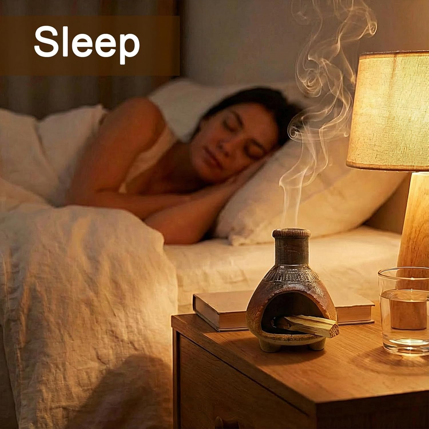 CEREMONY Palo Santo Holder -Mini Ceramic Incense Holder for Palo Santo Sticks - Palo Santo Holder for Gift-White Sage Holder for Meditation Decor (Brown-Fireplace)