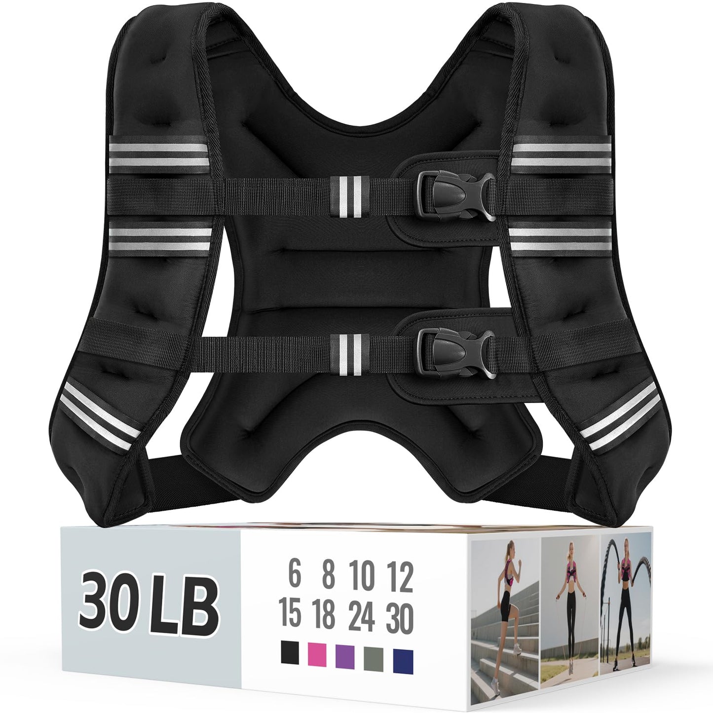 Zeerun Weighted Vest for Women & Men with Reflective Stripe and Adjustable Buckle, Comfortable & Durable Rucking Vest for Walking, Running & Strength Training