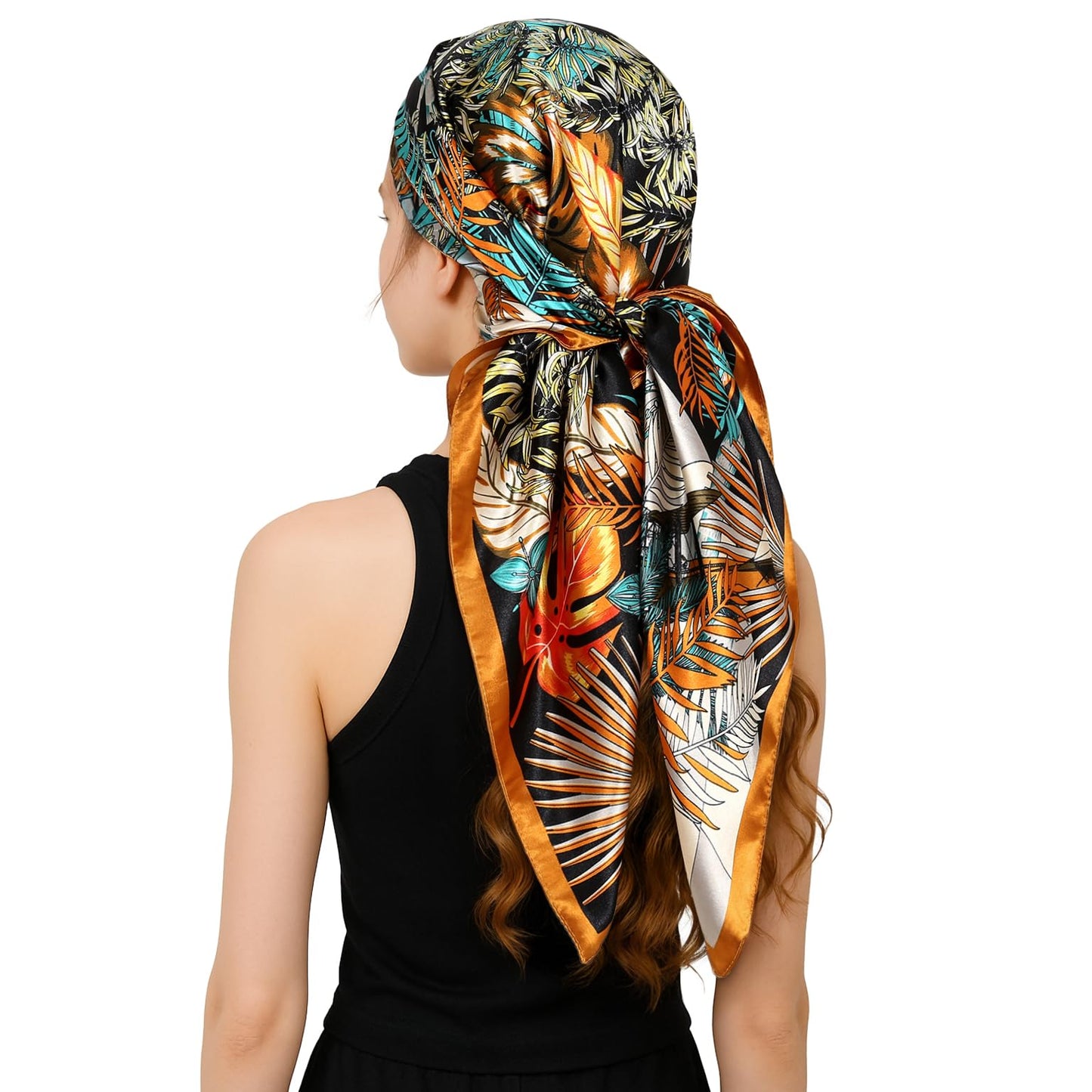 RIIQIICHY Head Scarf for Women Like Silk Satin Scarf for Hair Wrapping at Night Bandana Square Scarf for Sleeping 35 Inch
