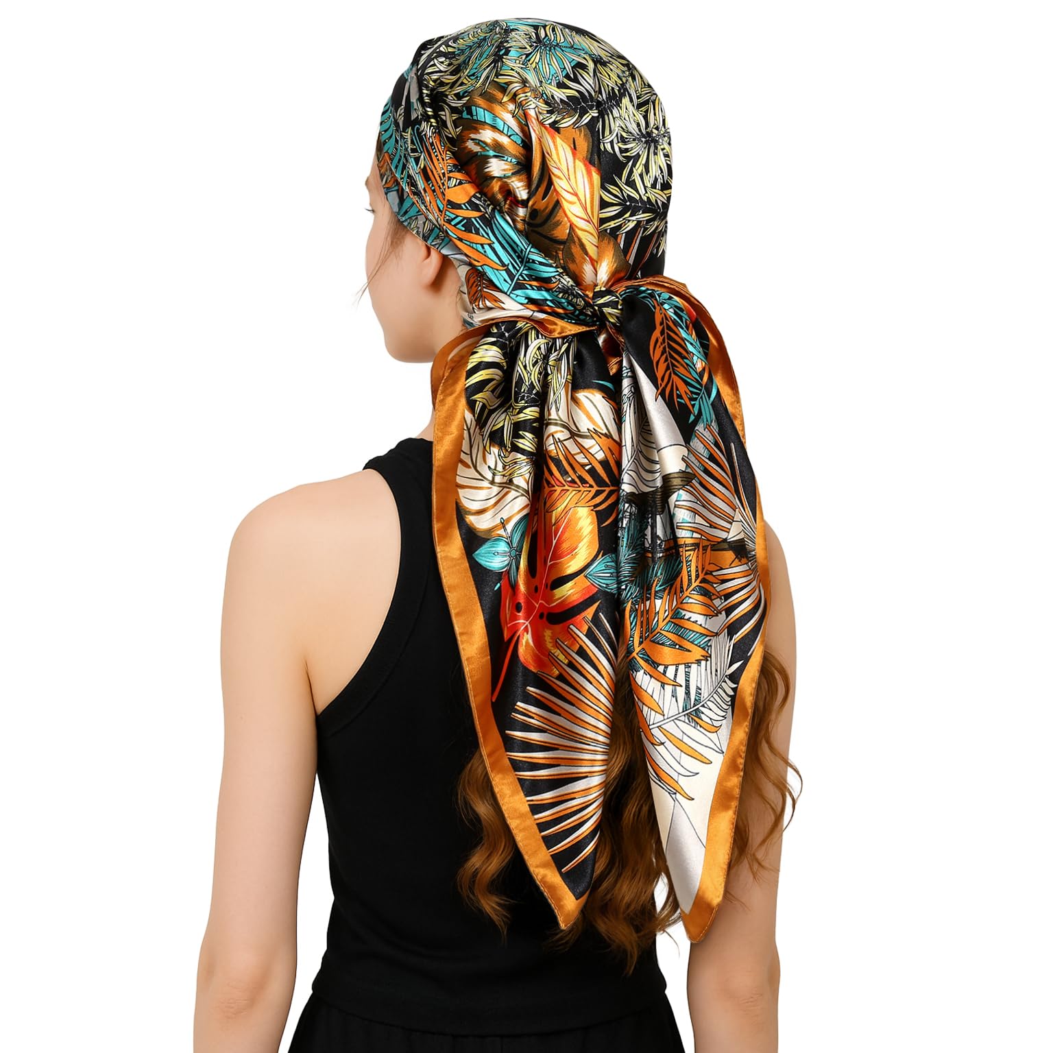 RIIQIICHY Head Scarf for Women Like Silk Satin Scarf for Hair Wrapping at Night Bandana Square Scarf for Sleeping 35 Inch