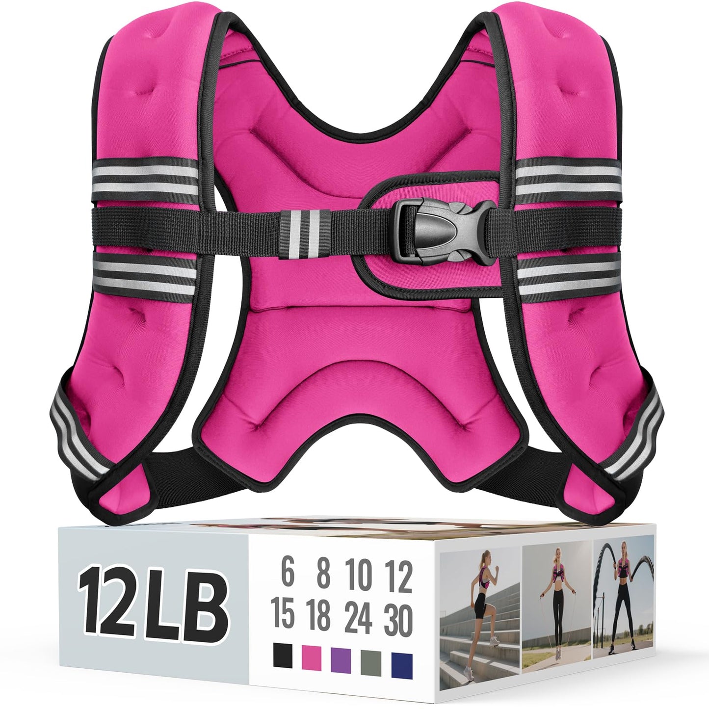 Zeerun Weighted Vest for Women & Men with Reflective Stripe and Adjustable Buckle, Comfortable & Durable Rucking Vest for Walking, Running & Strength Training