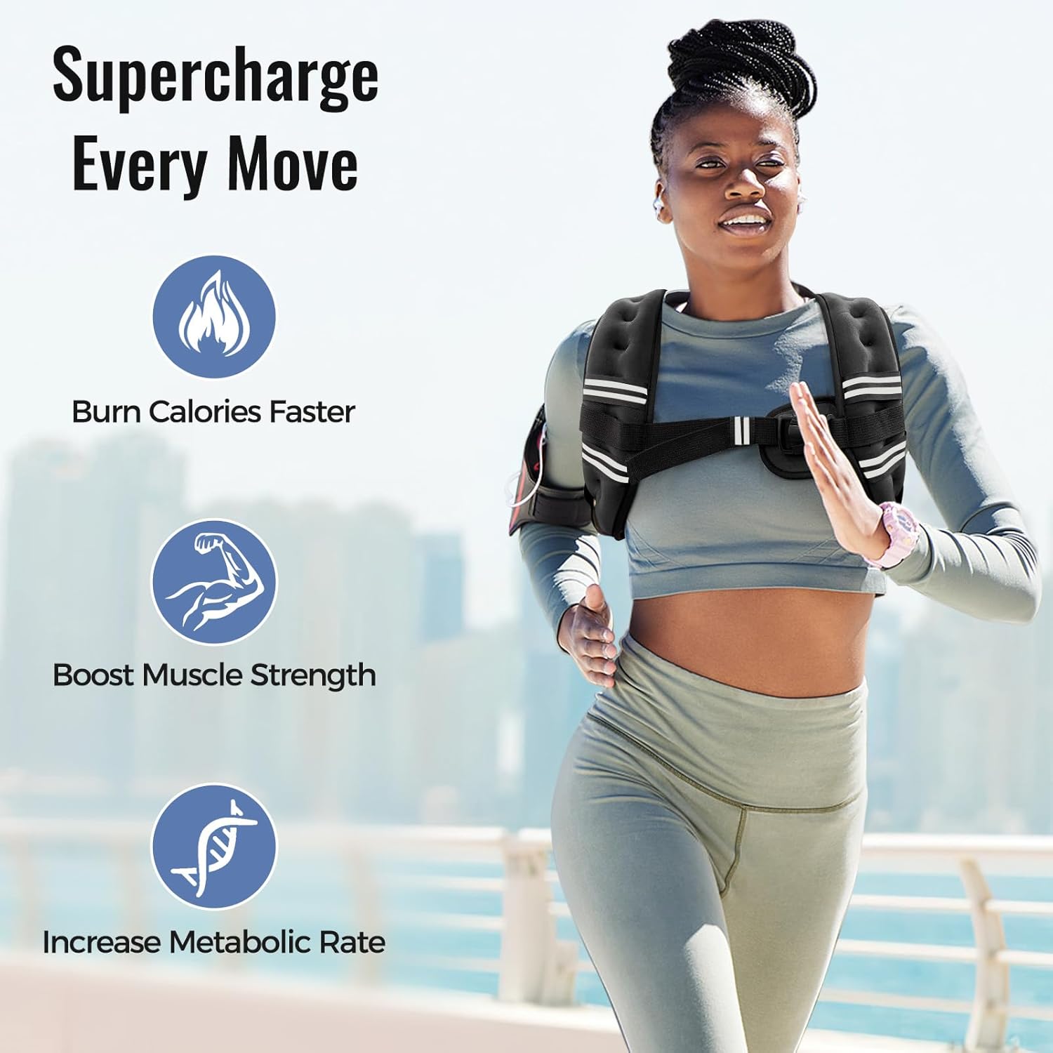 Zeerun Weighted Vest for Women & Men with Reflective Stripe and Adjustable Buckle, Comfortable & Durable Rucking Vest for Walking, Running & Strength Training