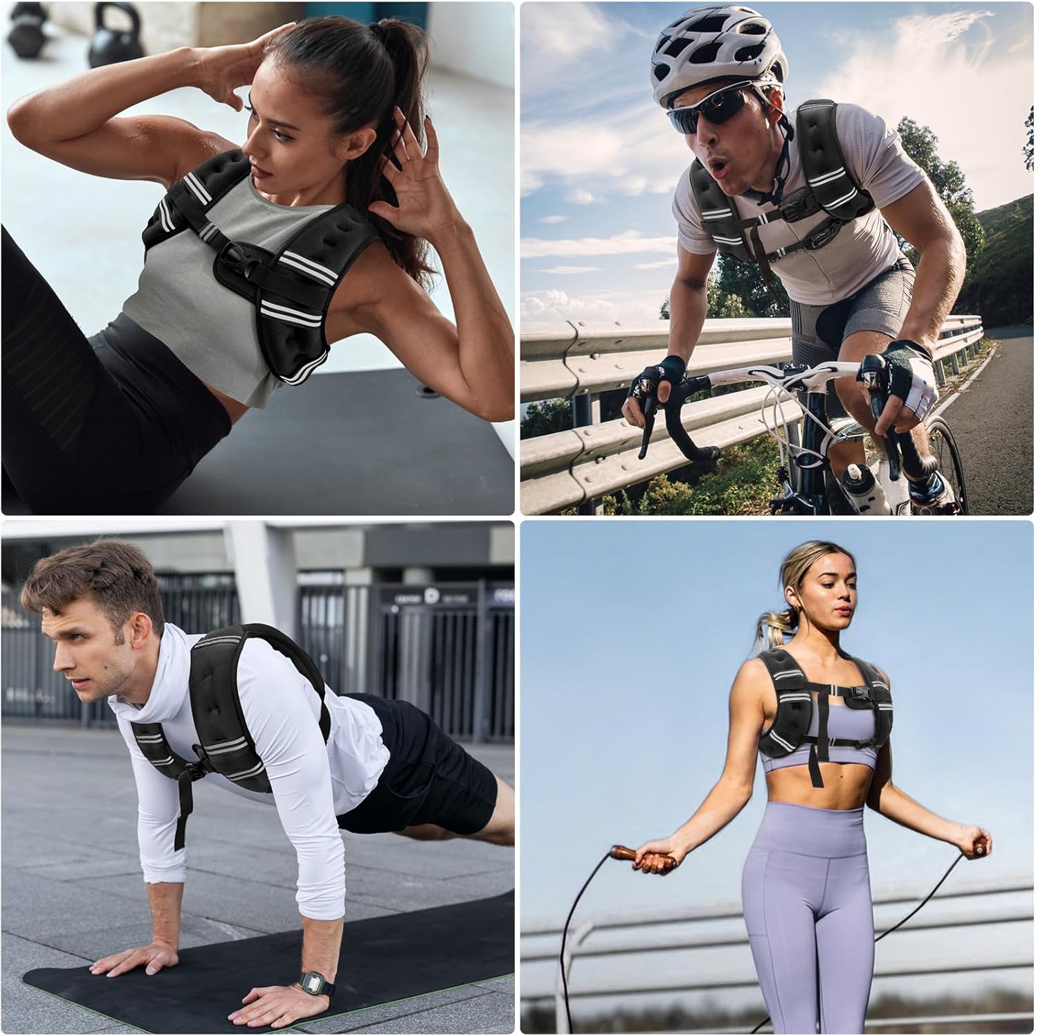 Zeerun Weighted Vest for Women & Men with Reflective Stripe and Adjustable Buckle, Comfortable & Durable Rucking Vest for Walking, Running & Strength Training