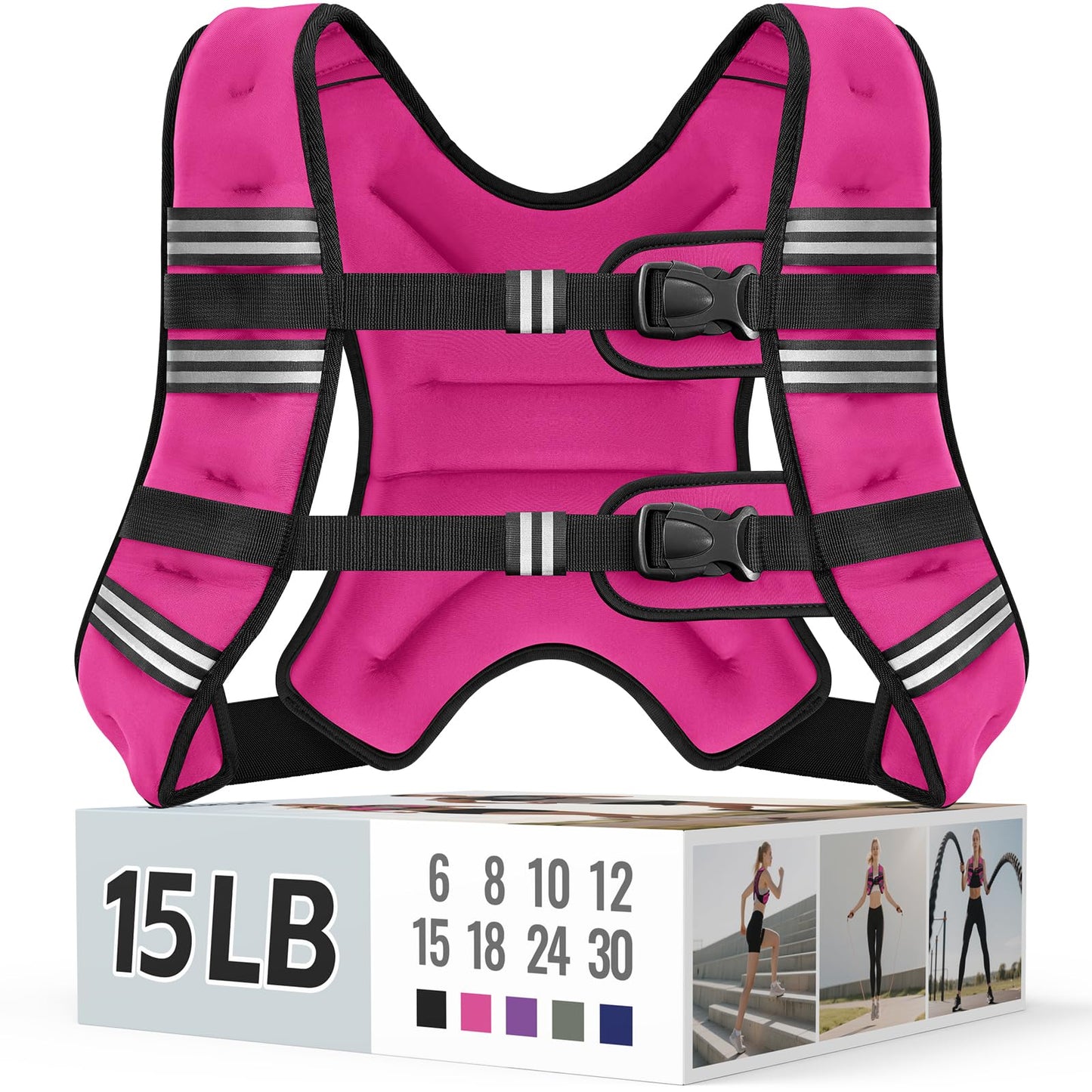 Zeerun Weighted Vest for Women & Men with Reflective Stripe and Adjustable Buckle, Comfortable & Durable Rucking Vest for Walking, Running & Strength Training