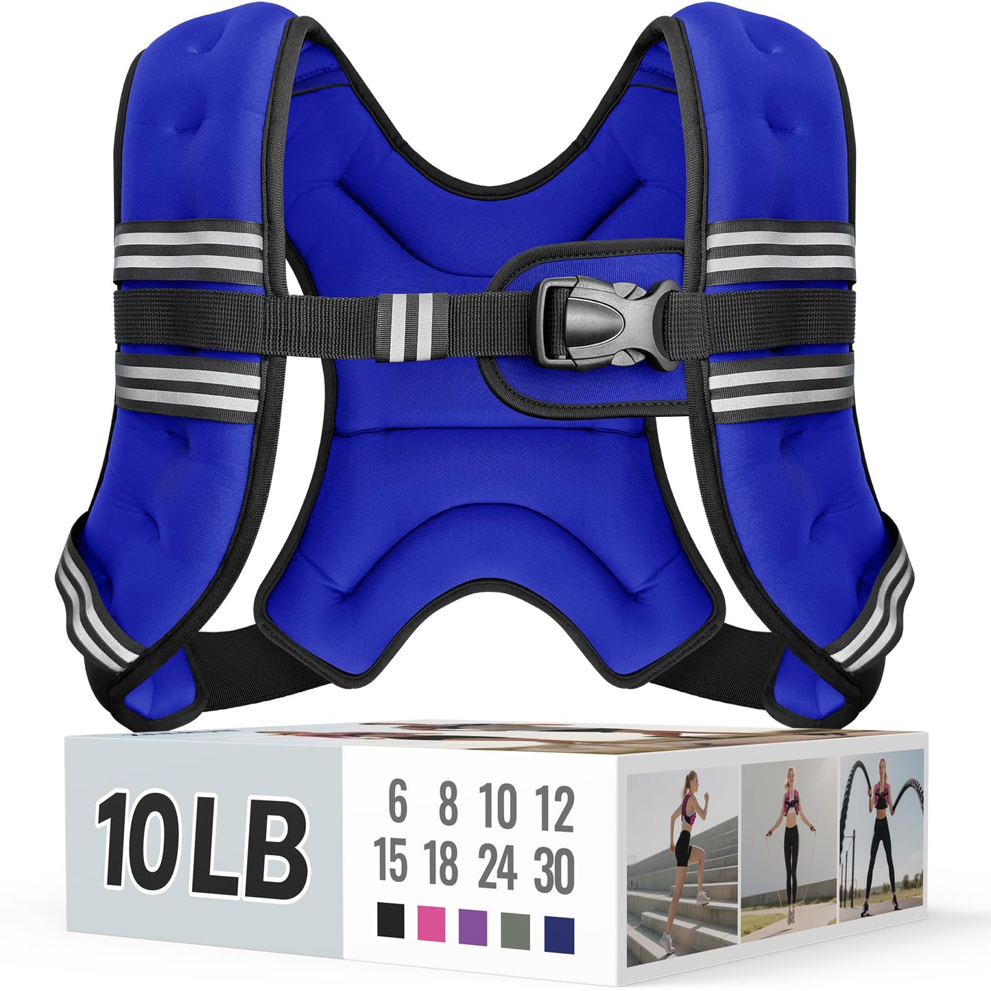 Zeerun Weighted Vest for Women & Men with Reflective Stripe and Adjustable Buckle, Comfortable & Durable Rucking Vest for Walking, Running & Strength Training