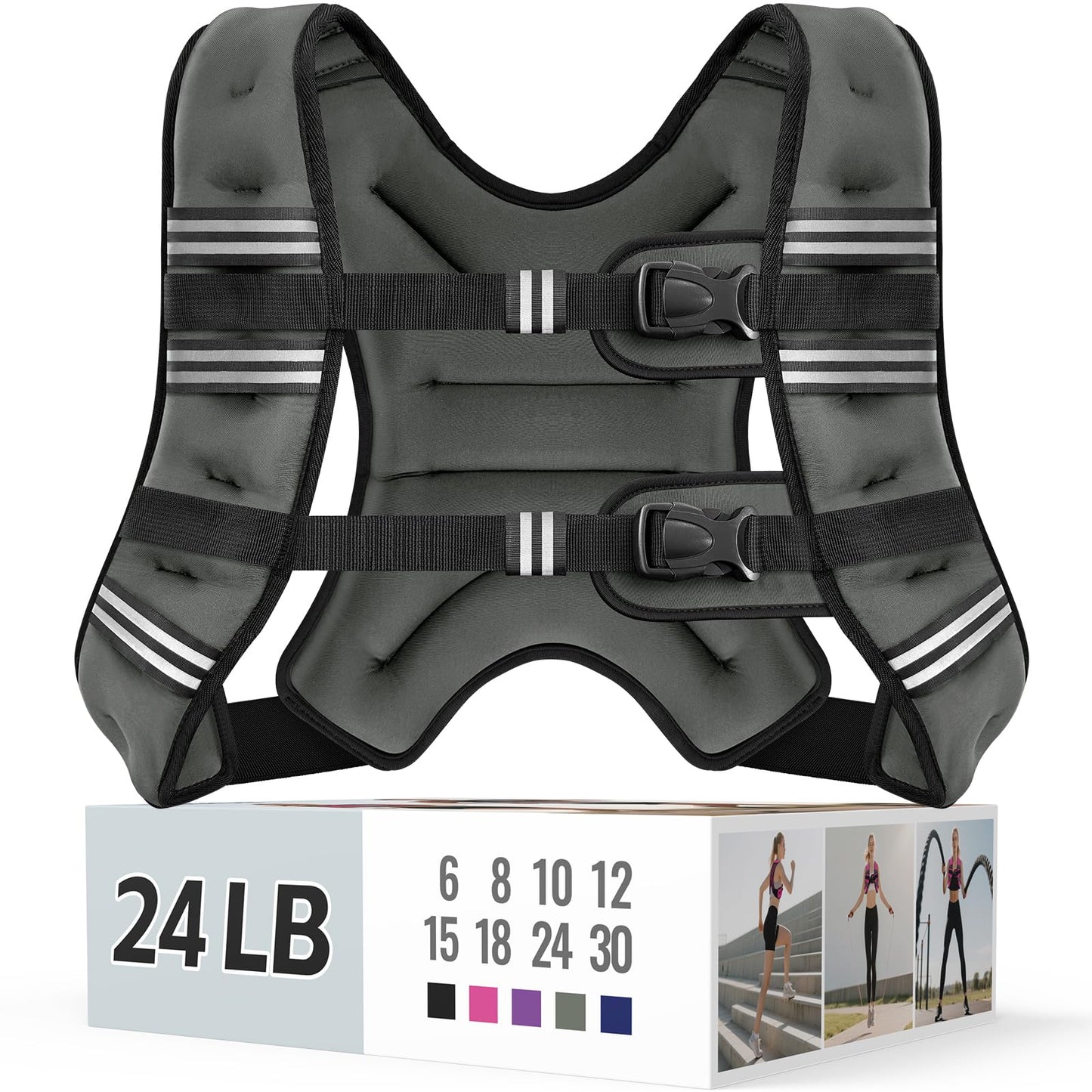 Zeerun Weighted Vest for Women & Men with Reflective Stripe and Adjustable Buckle, Comfortable & Durable Rucking Vest for Walking, Running & Strength Training