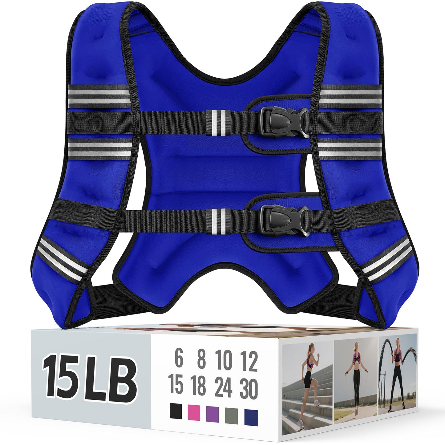 Zeerun Weighted Vest for Women & Men with Reflective Stripe and Adjustable Buckle, Comfortable & Durable Rucking Vest for Walking, Running & Strength Training