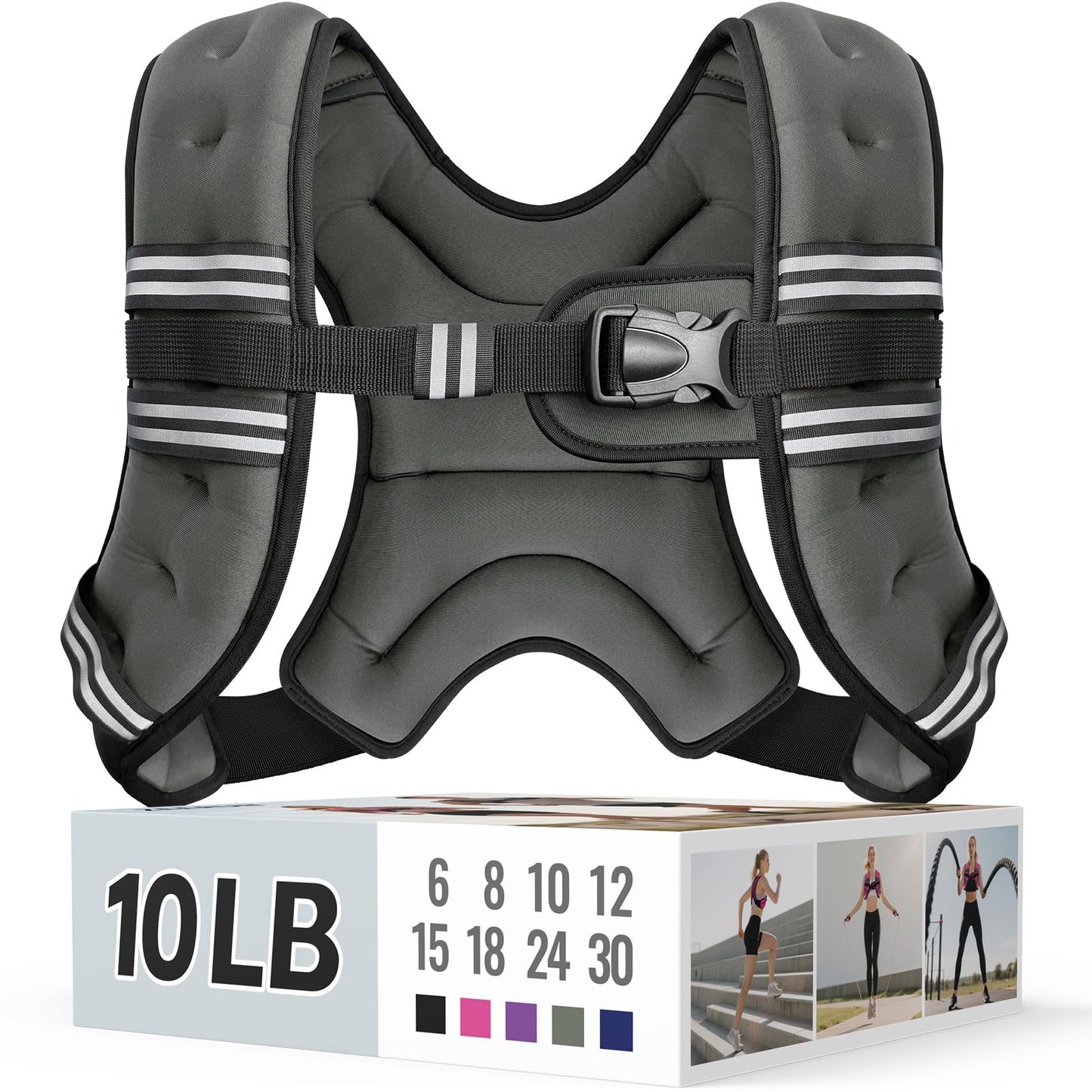 Zeerun Weighted Vest for Women & Men with Reflective Stripe and Adjustable Buckle, Comfortable & Durable Rucking Vest for Walking, Running & Strength Training