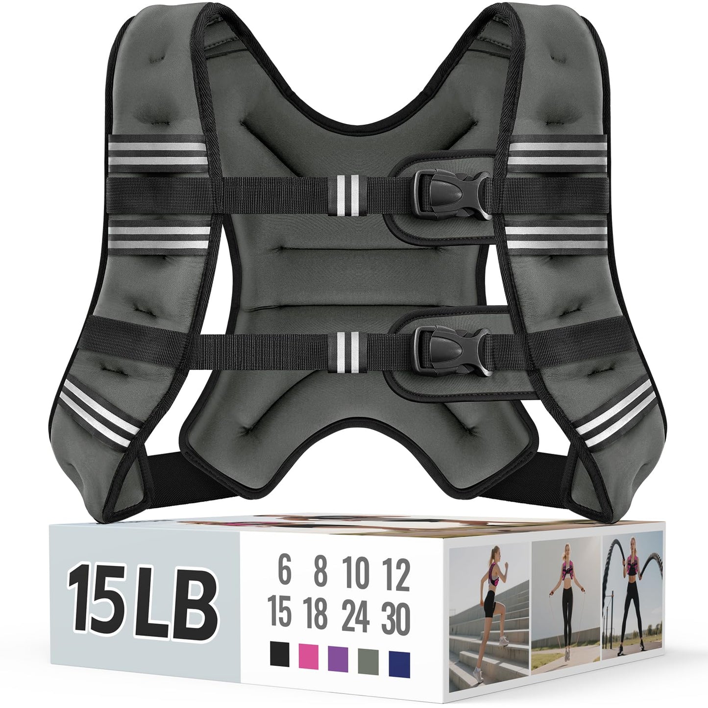 Zeerun Weighted Vest for Women & Men with Reflective Stripe and Adjustable Buckle, Comfortable & Durable Rucking Vest for Walking, Running & Strength Training