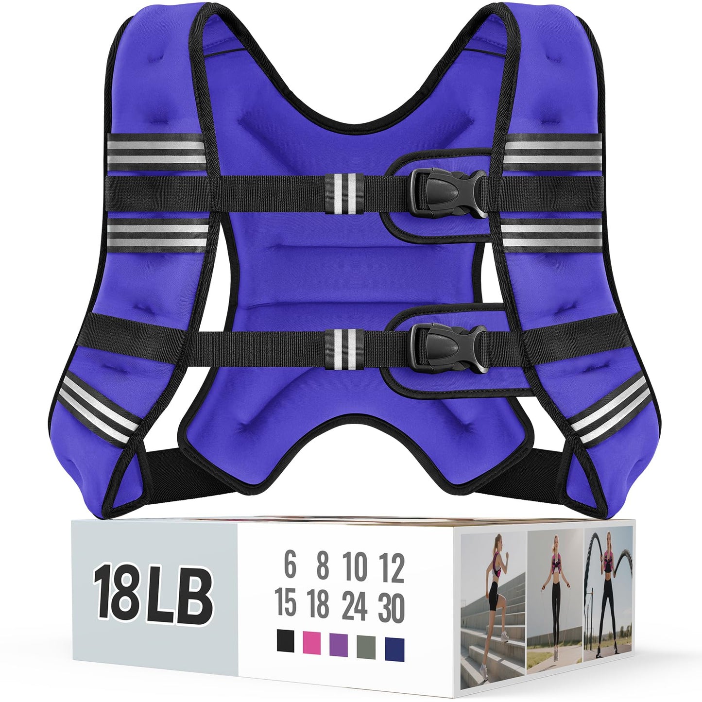 Zeerun Weighted Vest for Women & Men with Reflective Stripe and Adjustable Buckle, Comfortable & Durable Rucking Vest for Walking, Running & Strength Training