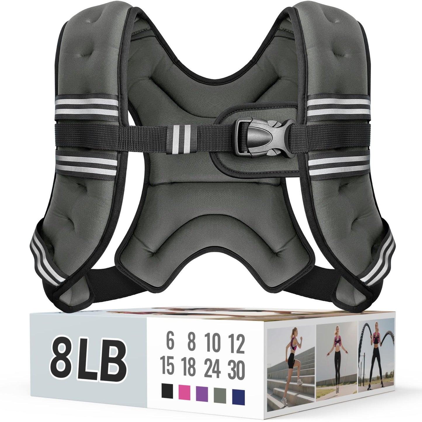 Zeerun Weighted Vest for Women & Men with Reflective Stripe and Adjustable Buckle, Comfortable & Durable Rucking Vest for Walking, Running & Strength Training