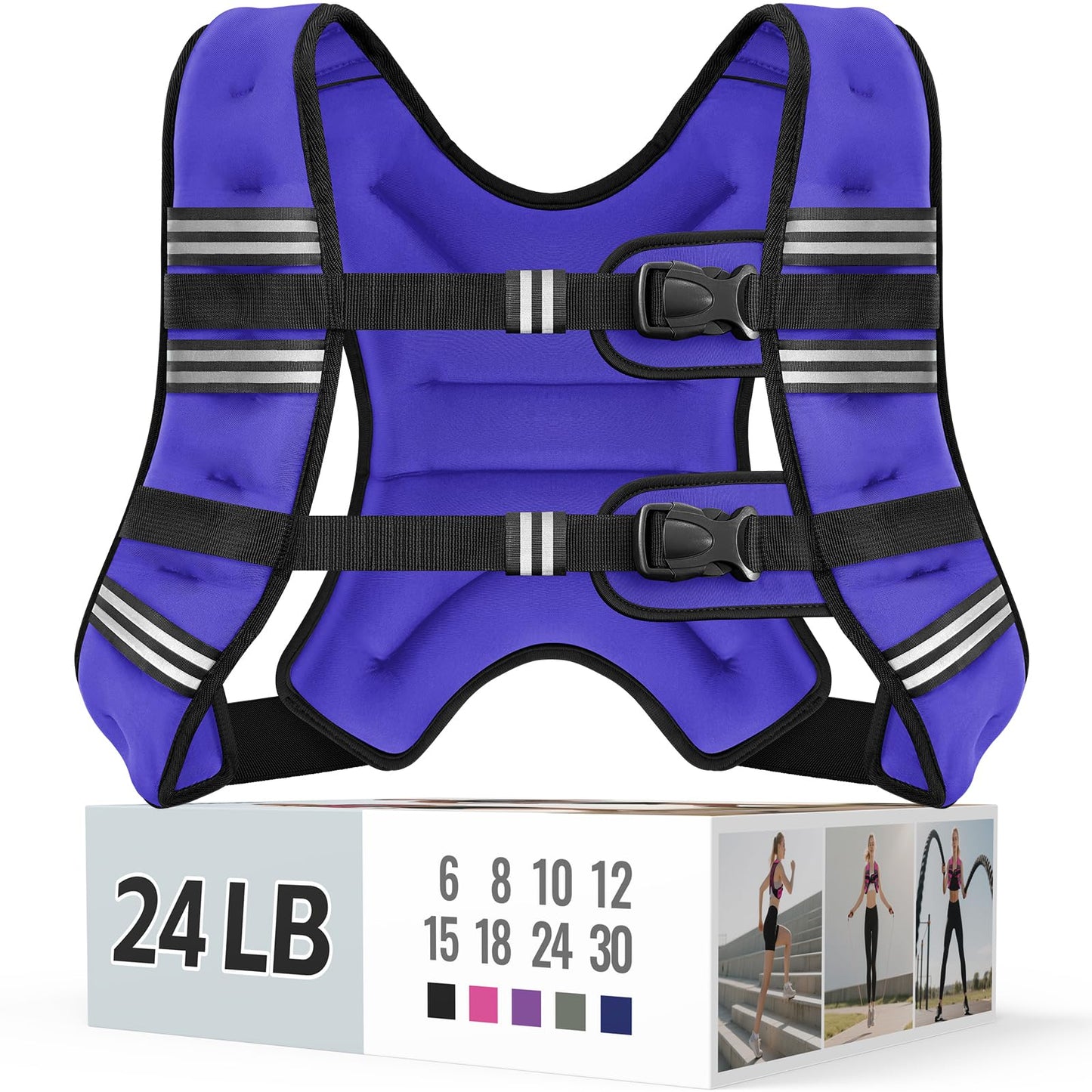 Zeerun Weighted Vest for Women & Men with Reflective Stripe and Adjustable Buckle, Comfortable & Durable Rucking Vest for Walking, Running & Strength Training