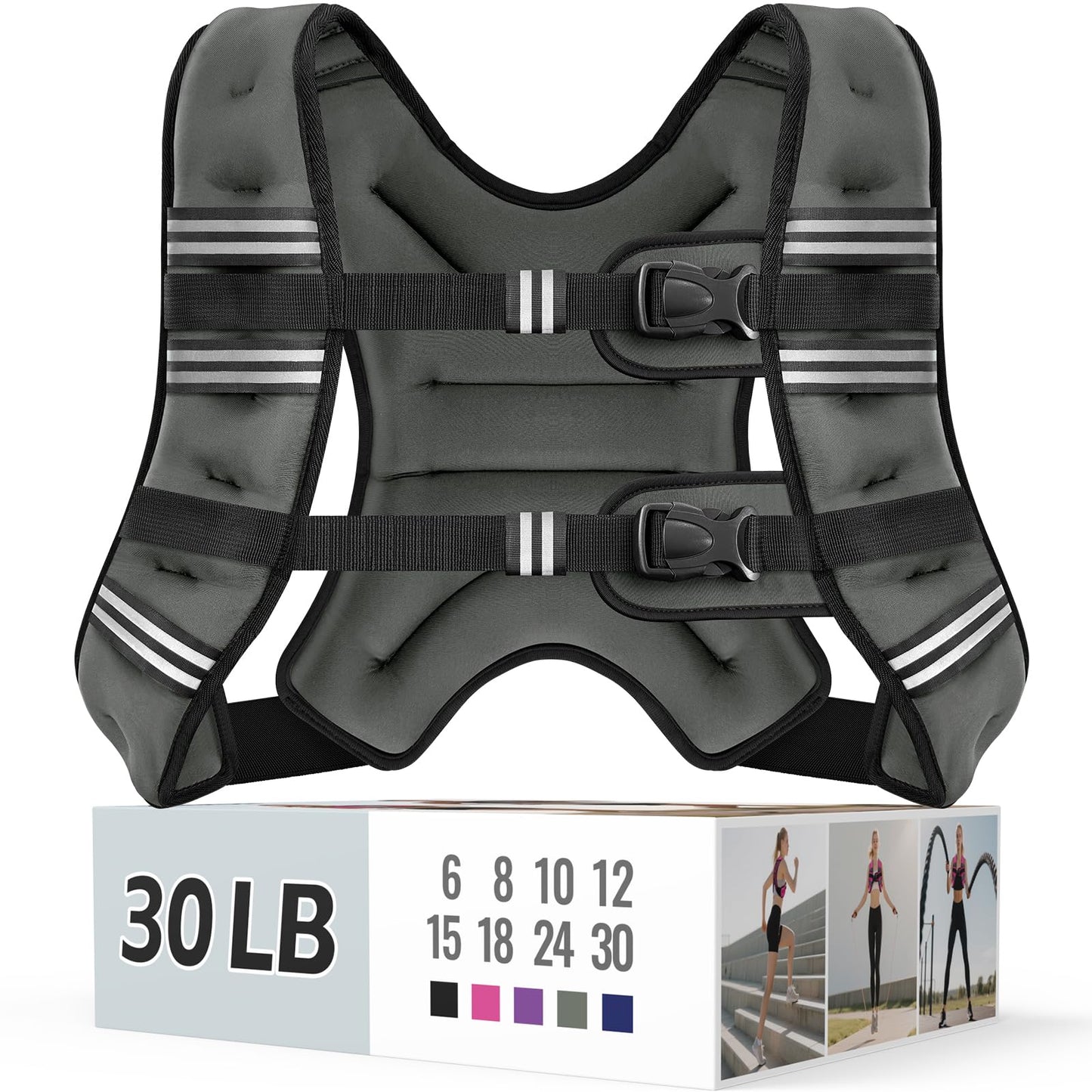 Zeerun Weighted Vest for Women & Men with Reflective Stripe and Adjustable Buckle, Comfortable & Durable Rucking Vest for Walking, Running & Strength Training