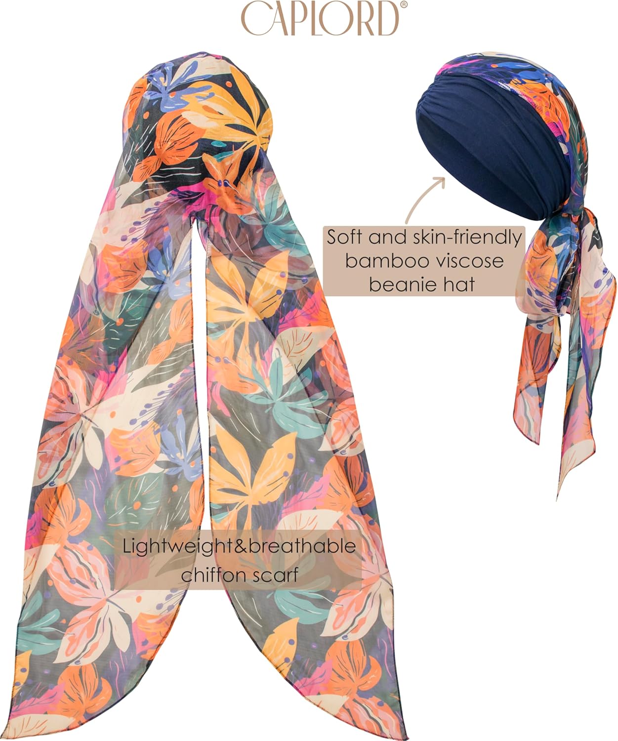 CAPLORD Head Scarf for Women Skull Cap Chemo Patients Headwear Cancer Hair Loss Scarf Headwrap Cover Hat Turban Covering Wrap