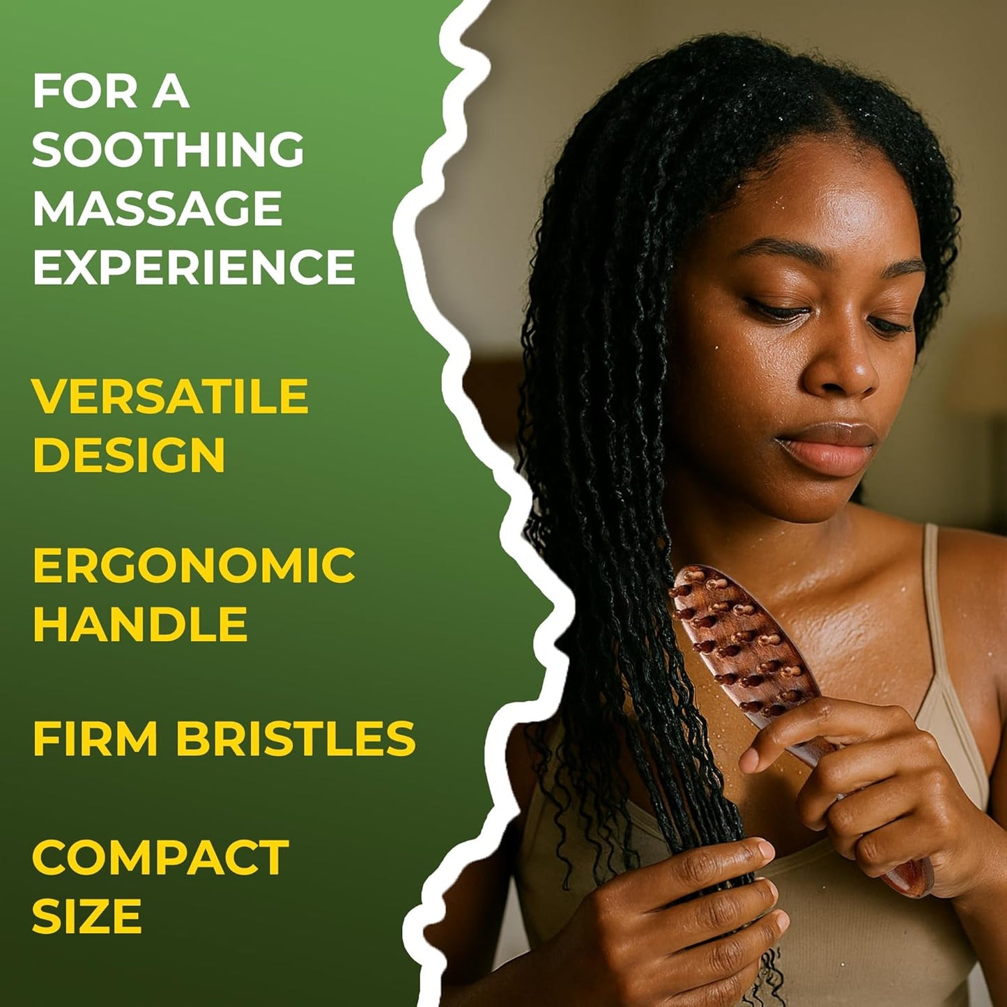 Locsanity Natural Sandalwood Locs Brush – Ergonomic Dreadlock Detangling Hairbrush with Natural Bristles for Twists & Loc Maintenance – Compact Travel Size & Durable Styling Tool for Men & Women