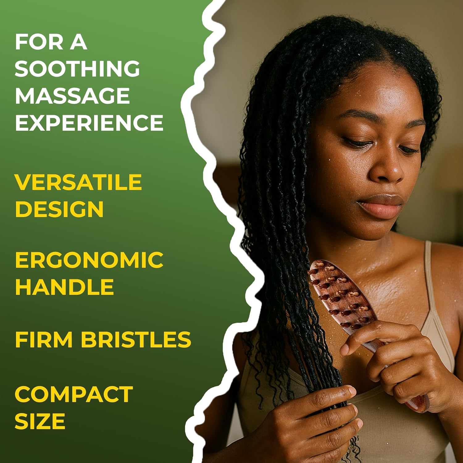 Locsanity Natural Sandalwood Locs Brush – Ergonomic Dreadlock Detangling Hairbrush with Natural Bristles for Twists & Loc Maintenance – Compact Travel Size & Durable Styling Tool for Men & Women