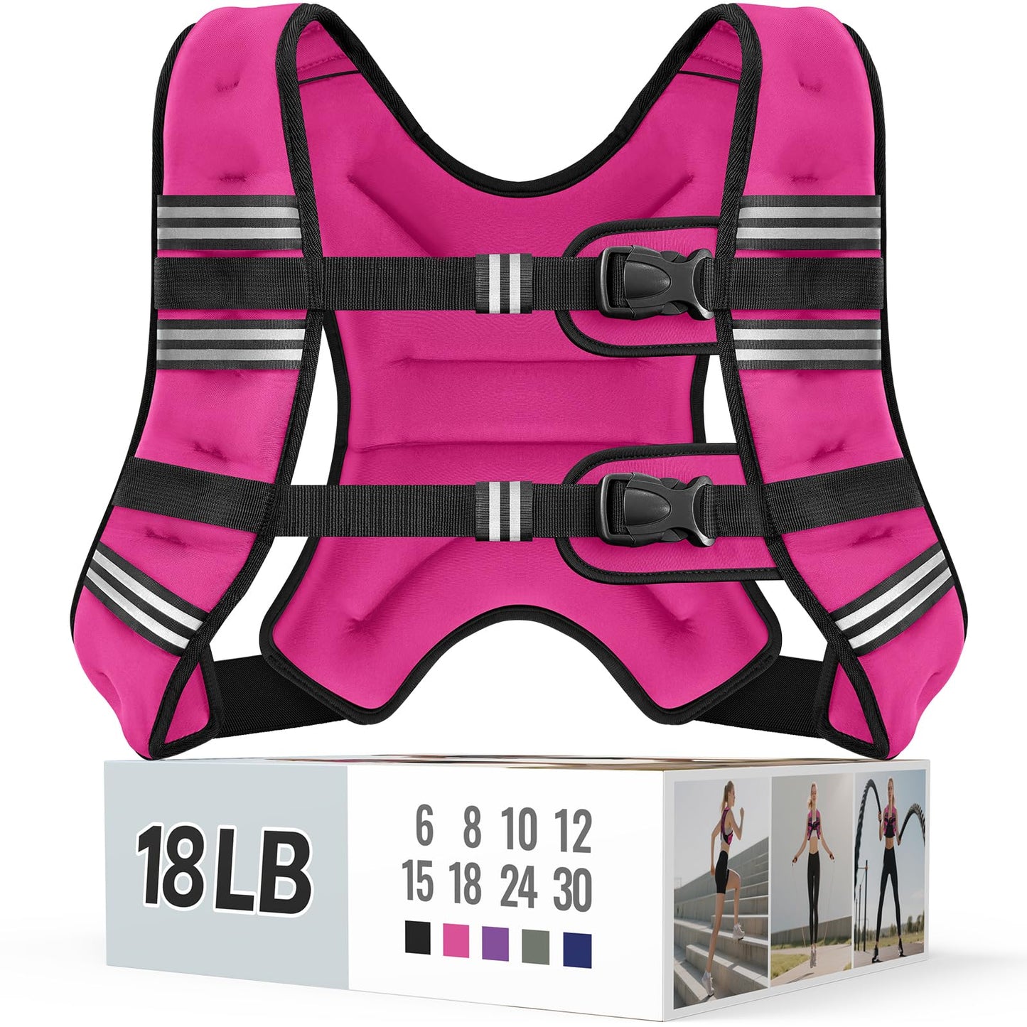 Zeerun Weighted Vest for Women & Men with Reflective Stripe and Adjustable Buckle, Comfortable & Durable Rucking Vest for Walking, Running & Strength Training