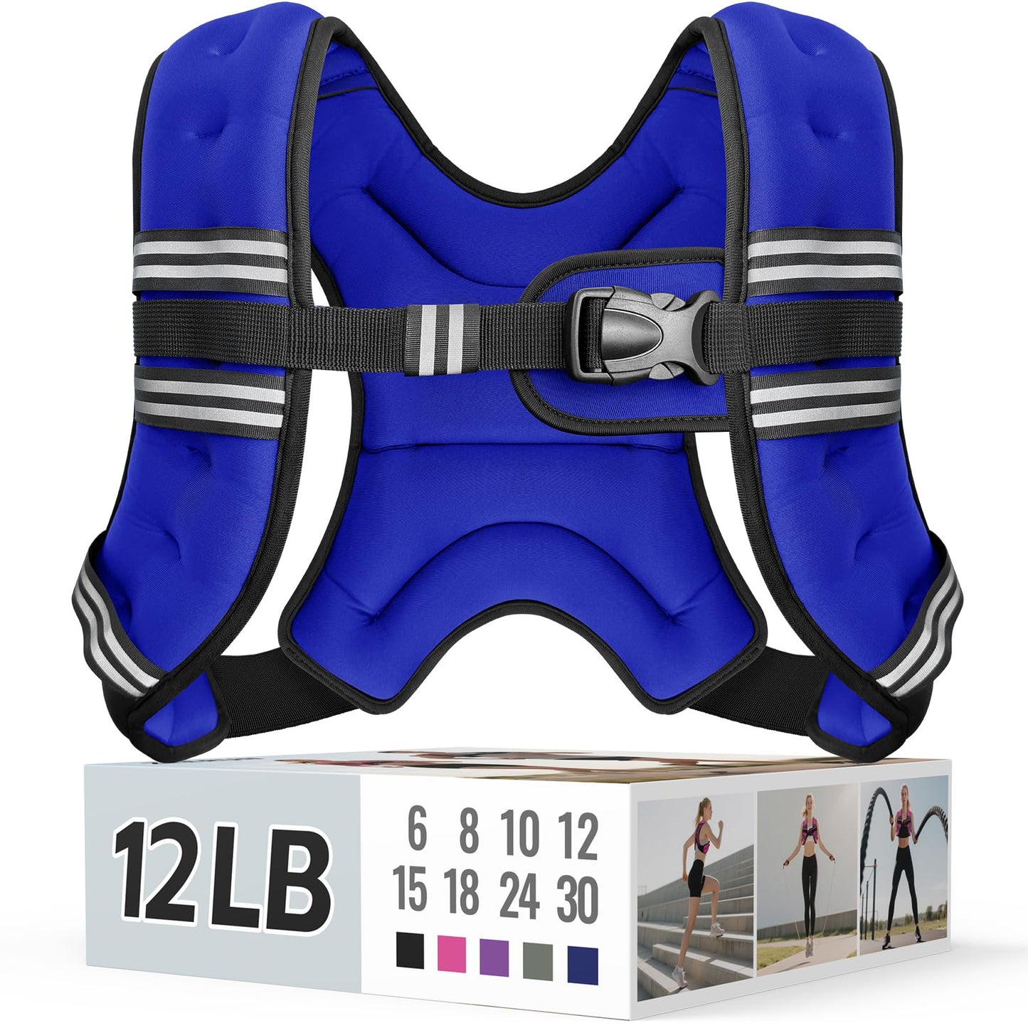 Zeerun Weighted Vest for Women & Men with Reflective Stripe and Adjustable Buckle, Comfortable & Durable Rucking Vest for Walking, Running & Strength Training