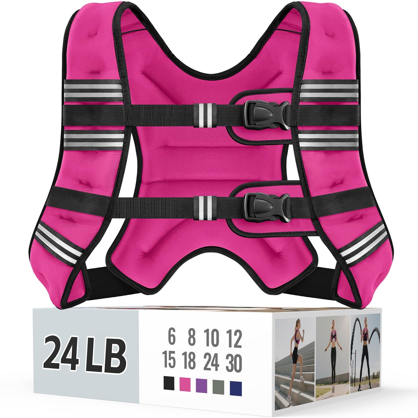 Zeerun Weighted Vest for Women & Men with Reflective Stripe and Adjustable Buckle, Comfortable & Durable Rucking Vest for Walking, Running & Strength Training
