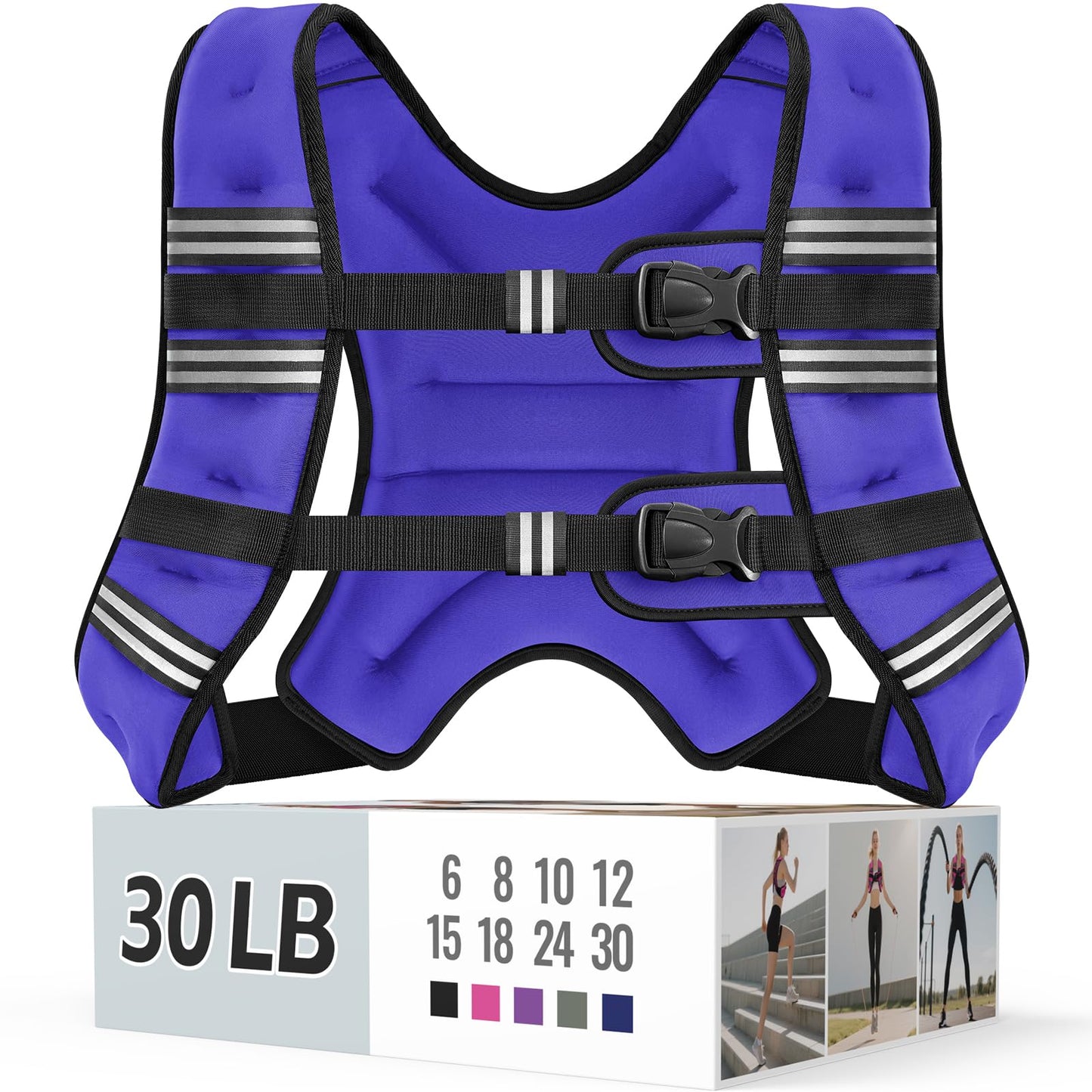 Zeerun Weighted Vest for Women & Men with Reflective Stripe and Adjustable Buckle, Comfortable & Durable Rucking Vest for Walking, Running & Strength Training