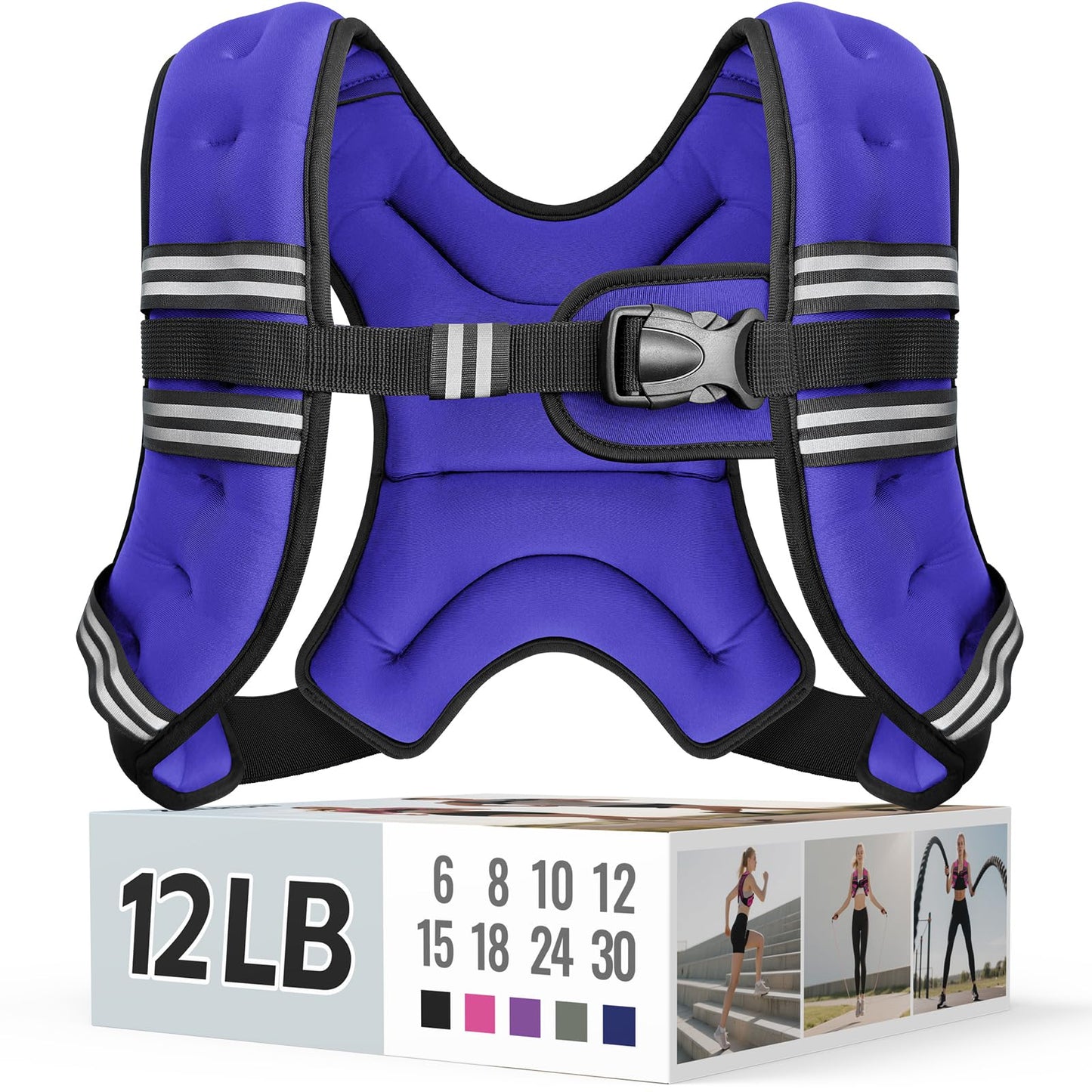 Zeerun Weighted Vest for Women & Men with Reflective Stripe and Adjustable Buckle, Comfortable & Durable Rucking Vest for Walking, Running & Strength Training