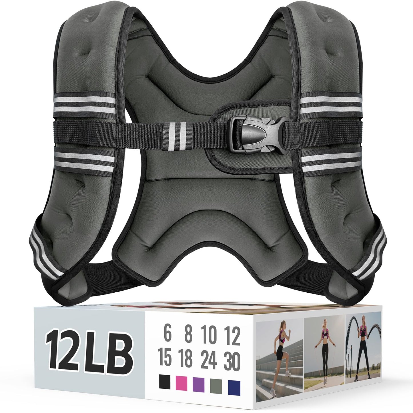 Zeerun Weighted Vest for Women & Men with Reflective Stripe and Adjustable Buckle, Comfortable & Durable Rucking Vest for Walking, Running & Strength Training