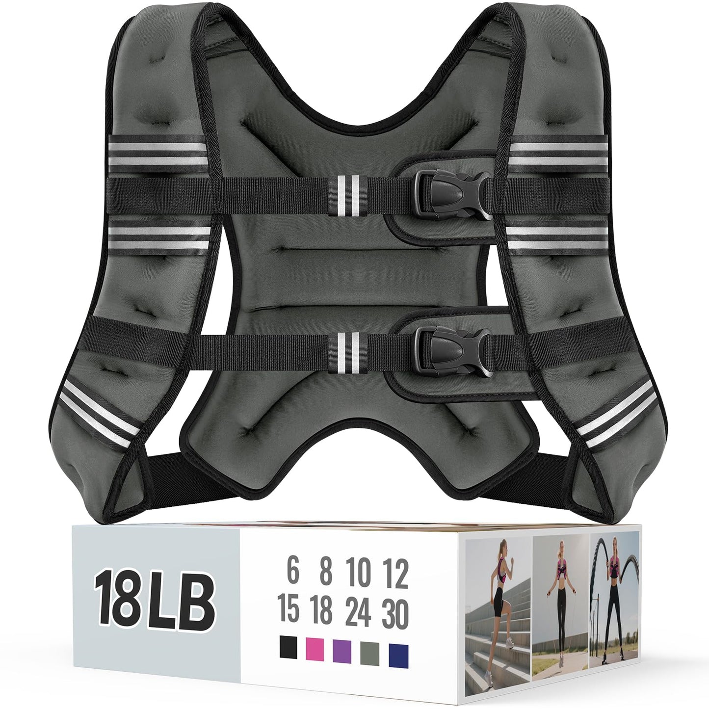 Zeerun Weighted Vest for Women & Men with Reflective Stripe and Adjustable Buckle, Comfortable & Durable Rucking Vest for Walking, Running & Strength Training