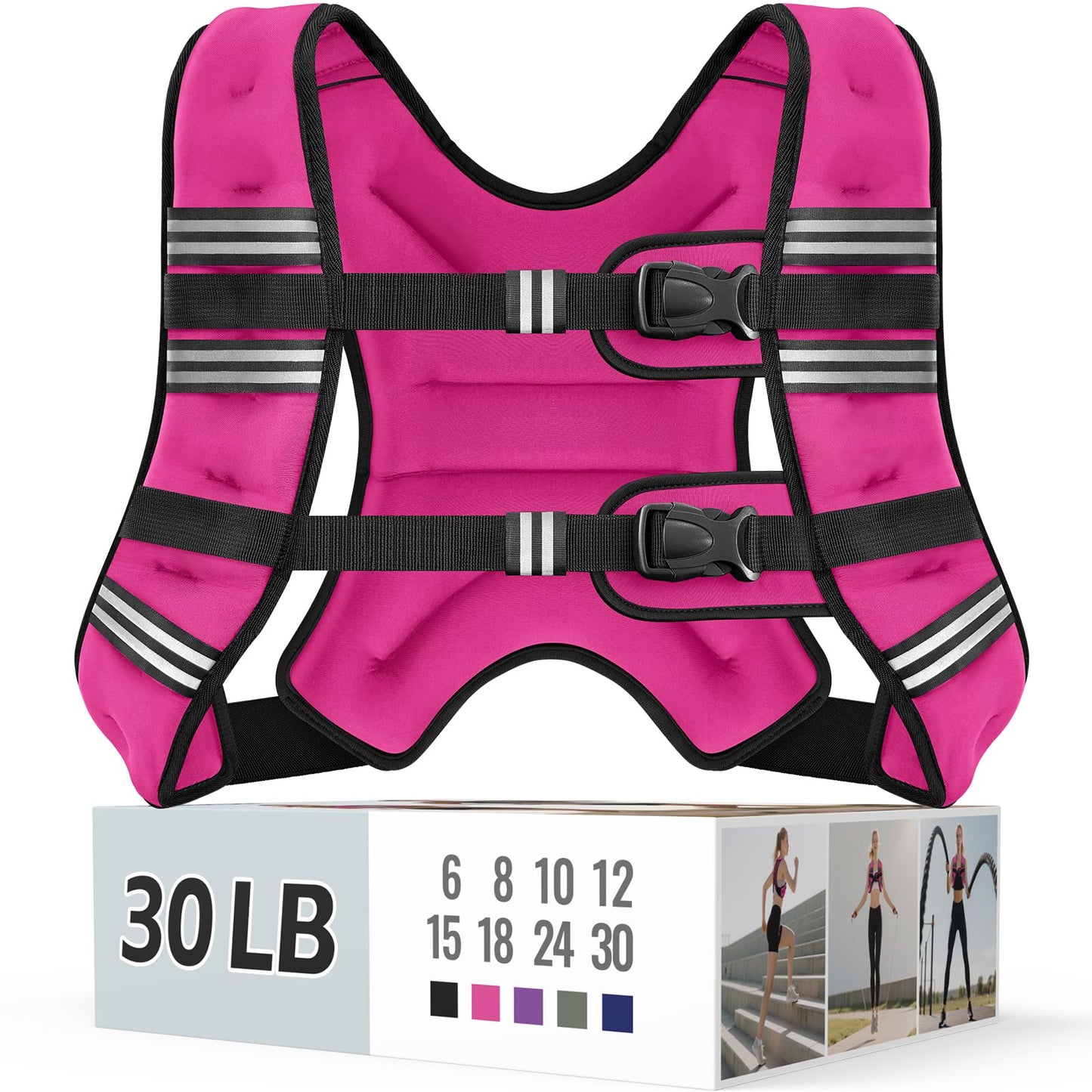 Zeerun Weighted Vest for Women & Men with Reflective Stripe and Adjustable Buckle, Comfortable & Durable Rucking Vest for Walking, Running & Strength Training
