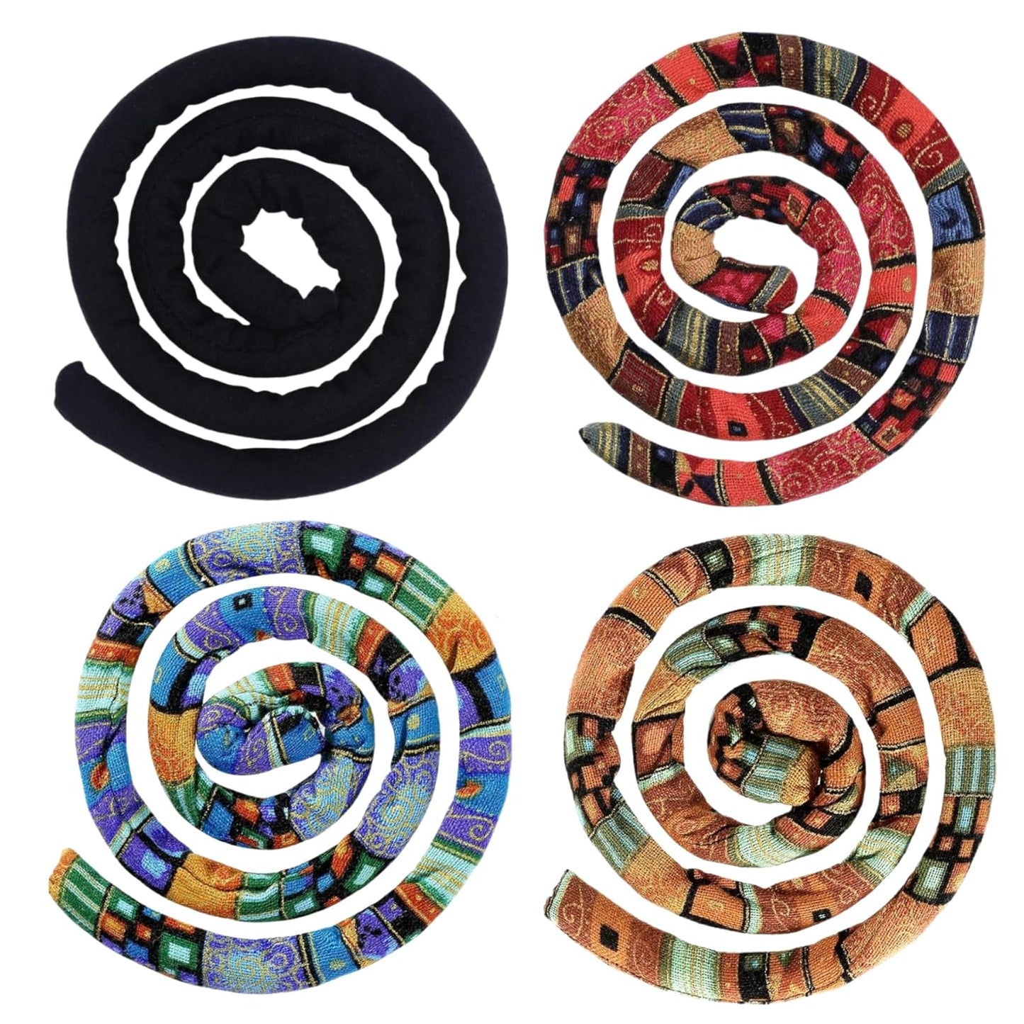 4 Pieces Spiral Lock Hair Tie for Dreadlocks - Iron Wire Embedded, Bendable Ponytail Holders - Long Dreadlock Accessory for Women & Men with Thick Curly Hair