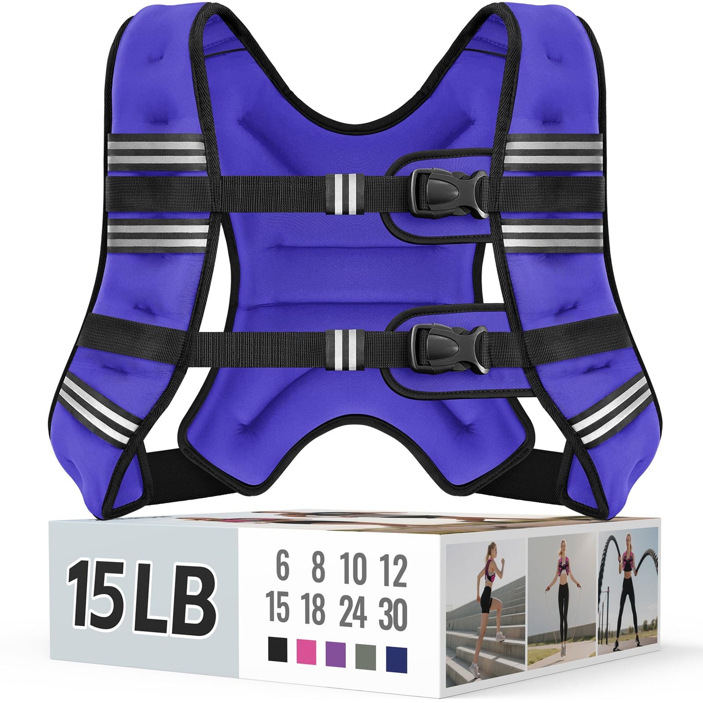 Zeerun Weighted Vest for Women & Men with Reflective Stripe and Adjustable Buckle, Comfortable & Durable Rucking Vest for Walking, Running & Strength Training