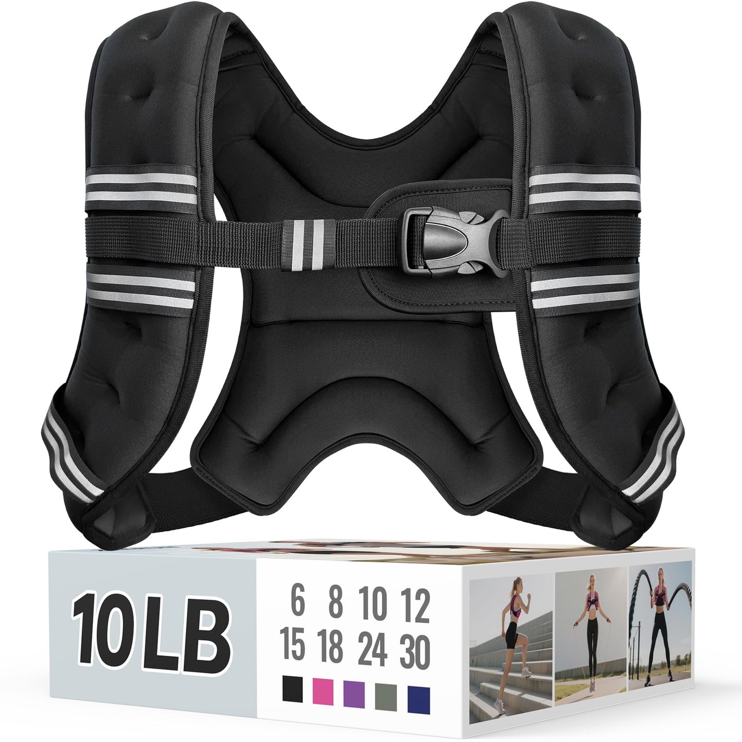 Zeerun Weighted Vest for Women & Men with Reflective Stripe and Adjustable Buckle, Comfortable & Durable Rucking Vest for Walking, Running & Strength Training