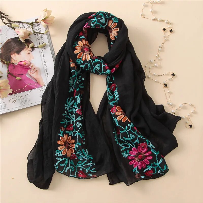 Embroider Floral Scarf