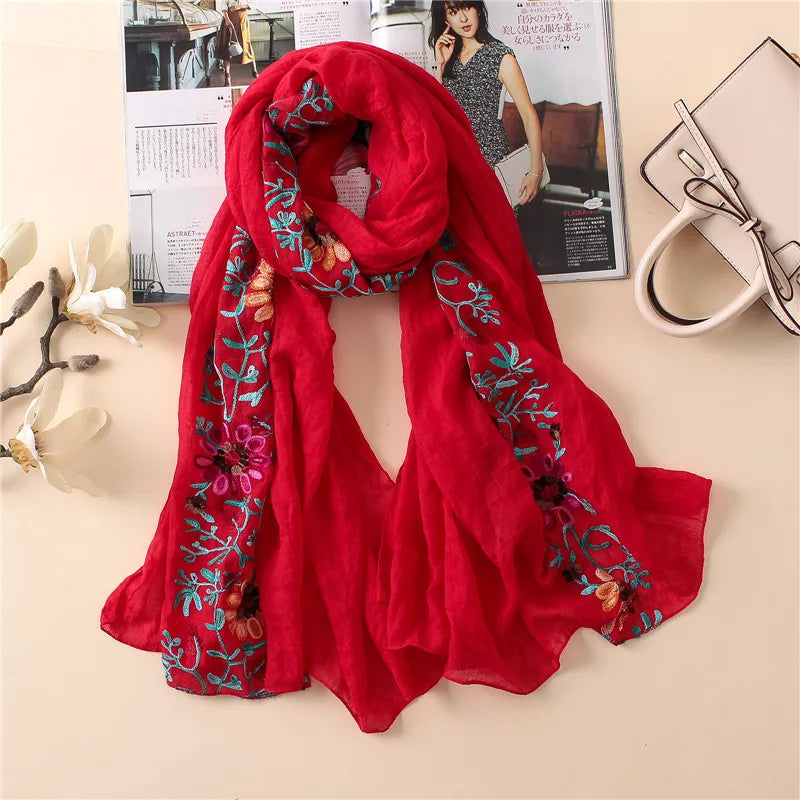 Embroider Floral Scarf