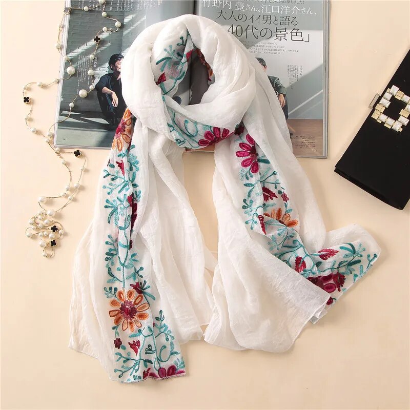 Embroider Floral Scarf